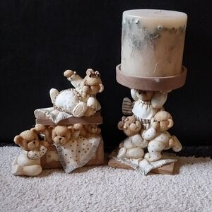 Artisan Flair Teddy Bear Candle Stand And Coin Box